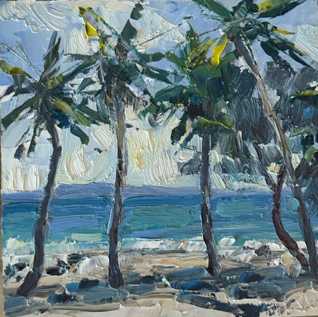 Lahaina Kai Beach Palms by artist Sue Sakahara